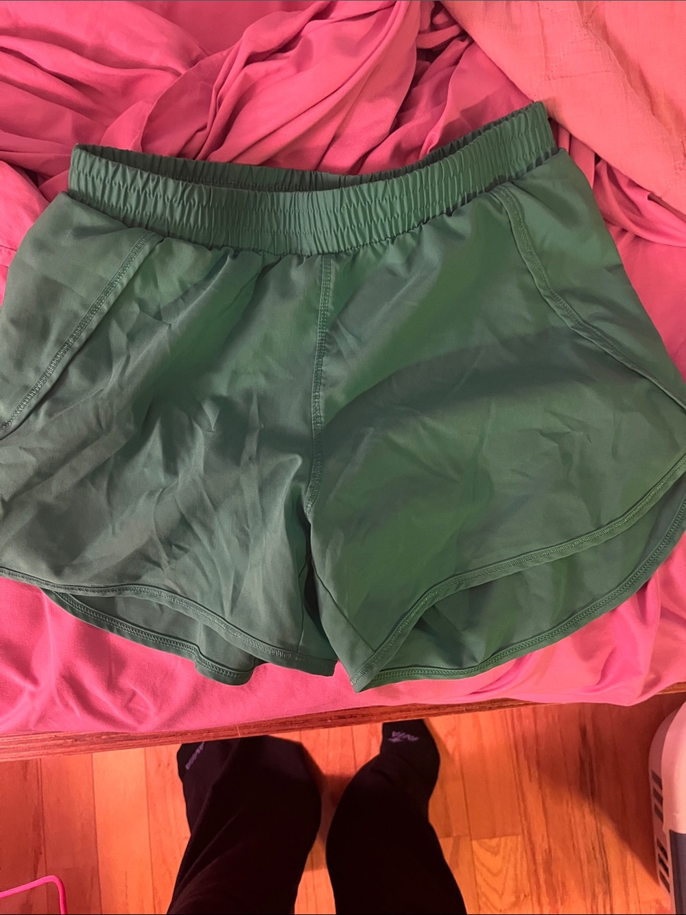 Neon green girls athletic shorts